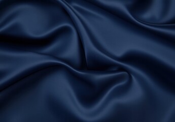 Smooth Deep Blue Satin Fabric Flowing Elegantly Under Soft Lighting