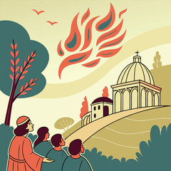 Religious Pentecost Background, Holy Spirit, Pentecost Sunday, and Pentecost Celebration.