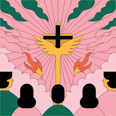 Religious Pentecost Background, Holy Spirit, Pentecost Sunday, and Pentecost Celebration.