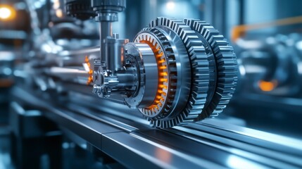 Fototapeta premium Industrial Gear Work in Modern Factory with Advanced Machinery