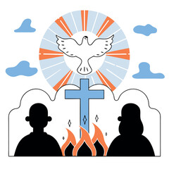 Religious Pentecost Background, Holy Spirit, Pentecost Sunday, and Pentecost Celebration.