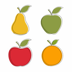 Colorful Fruit Icon Vector Set.