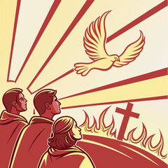 Religious Pentecost Background, Holy Spirit, Pentecost Sunday, and Pentecost Celebration.