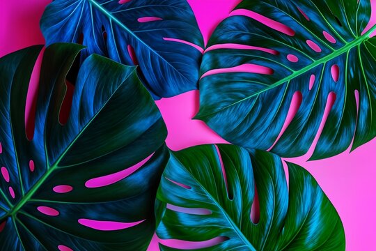 creative fluorescent color layout made of tropical leaves flat lay neon colors nature concept dise&ntilde;o de color fluorescente creativa hecha de hojas tropicales plana laicos colores de ne&oacute;n concepto