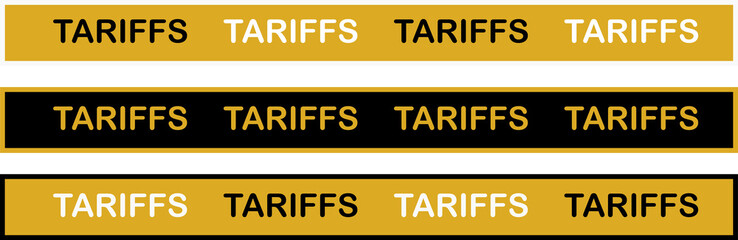 Tariffs: An Eye-Level View of a Trio of Striking Tariffs Labels, Symbolizing the complex world of trade, finance, and global economics.
