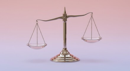 Balanced Scales Soft Lighting 3D Render Rose Gold Justice Scales Digital Art Elegant Scales Subtle Gradient Background Precision 3D Model Justice Theme Weight Balance Subtle Color Palette AI Generated