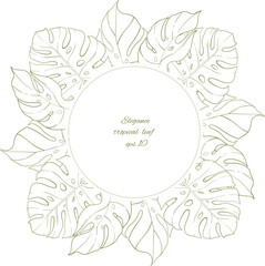 Template of vector frame with monstera leaf.