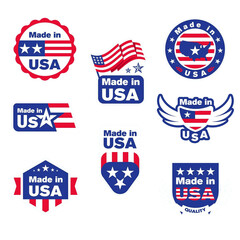 Made in USA Labels/Stickers and Badges – American Flag Icons for Branding, Packaging & Product Identity 