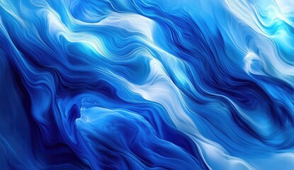 Obraz premium Abstract Flowing Liquid, Blue and White