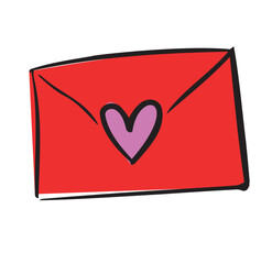 Sketch Valentine Envelope and Card Hand Drawn Love Doodle Vector