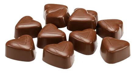 Obraz premium A pile of delicious heart shaped milk chocolates arranged on a white surface in a close up shot view