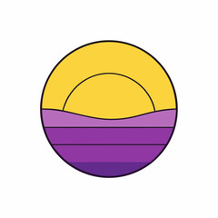 vector sunset within a circular frame