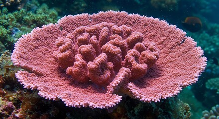 Obraz premium Underwater Coral Bloom Vibrant Pink Reef Ecosystem AI Generated