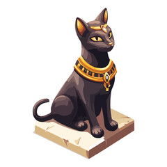 Bastet goddess color flat illustration for web and mobile design