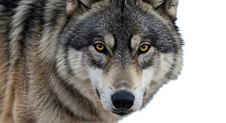 Obraz premium Grey Wolf Portrait: Winter Wildlife Photography AI Generated