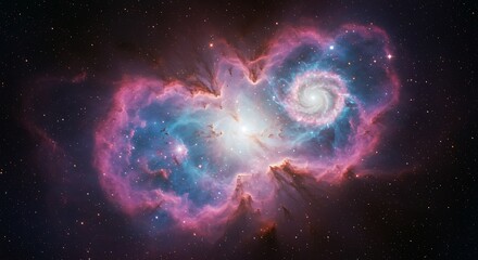 Obraz premium Cosmic Butterfly Embrace AI Generated