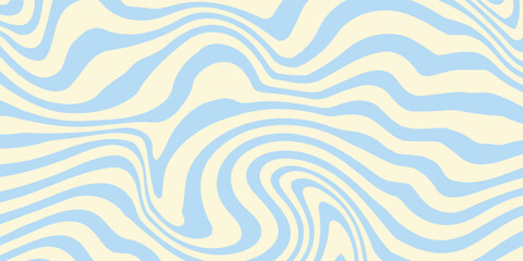 Abstract horizontal background with colorful waves. Trendy vector illustration in style retro 60s, 70s. Pastel colors