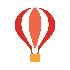 Colorful hot air balloons vector illustration depicts a fun air adventure with a basket for travel in the sky