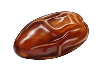 Obraz premium A single, glossy, brown date with visible wrinkles on a plain white background in a studio shot