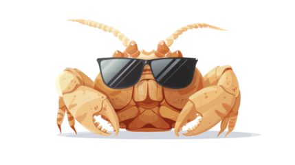 Cool crab with sunglasses striking a fun pose in a playful cartoon style