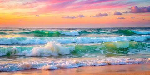 Fototapeta premium Soft pastel colors blending with a gentle ocean swell
