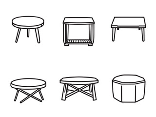 Elegant Coffee Table Outline Drawing