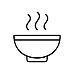 Line icon of steaming hot bowl of food or soup