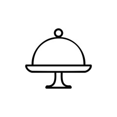 Obraz premium Line icon of food cloche on serving tray