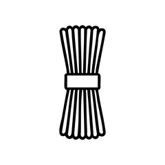Line icon of tied pasta bundle or noodles