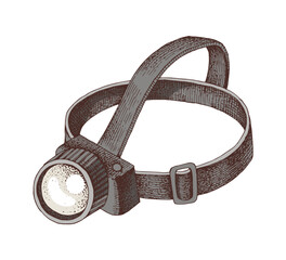 Head flashlight hand drawn vector illustration