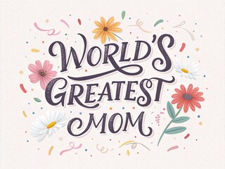 Celebrate Mother's Day with a heartfelt hand lettered tribute to the world's greatest mom adorned with flowers and whimsical elements
