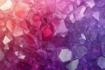 A vibrant, multifaceted display of crystalline formations in shades of pink and purple.