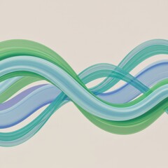 Fototapeta premium Abstract Wave Design: Intertwined Teal, Green, and Blue Curves on a Beige Background