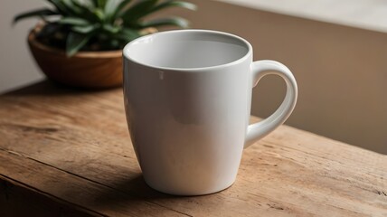 A plain white cereamic mug for label design mockups