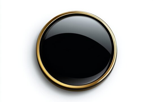 Elegant black circle emblem with gold border