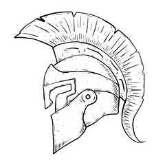 vector illustration of an ancient trojan greek helmet