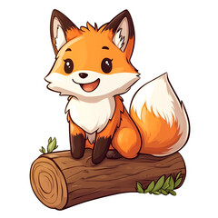 Obraz premium Playful fox character woodland setting digital art cute animation whimsical perspective cheerful concept for kids
