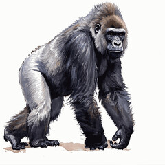 Primal shadows in flow gorilla isolated watercolor vector illustration svg   