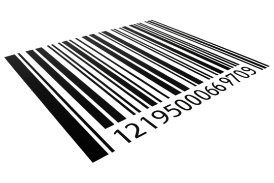 Tag of bar code on transparent background 