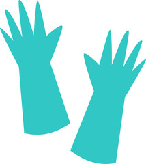 Teal Long Gloves Reaching Upward: Simplified Graphic Illustration