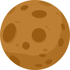 Cratered Brown Celestial Body, Cartoon Style Illustration