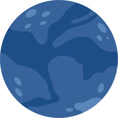 Stylized Celestial Body: Deep Blue Planet with Irregular Surface Markings