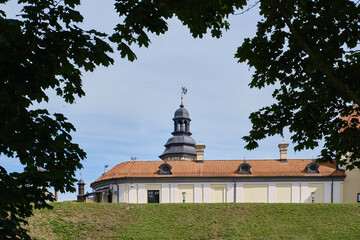 Nesvizh, Minsk region, Belarus - August 09, 2024: Nesvizh Castle, majestic historic castle in a summer day. Nesvizh Castle, Belarus. 