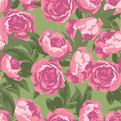 Trendy Fashion Print Hand Drawn Pink Peony Floral Pattern Seamless Vector Illustration Flowers