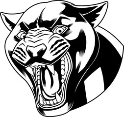 Black Panther Mascot Head Roaring In Anger