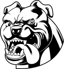 Bulldog Mascot Head With Fierce Expression And
Tongue Out