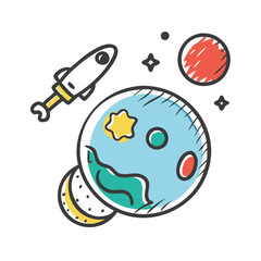 space exploration icon, space exploration vector illustration-simple illustration of space exploration, perfect for space exploration logos and icons
