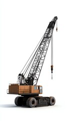 Fototapeta premium a mobile crane clipart, heavy lifting vehicle, 3D illustration, industrial colors, isolated on white background