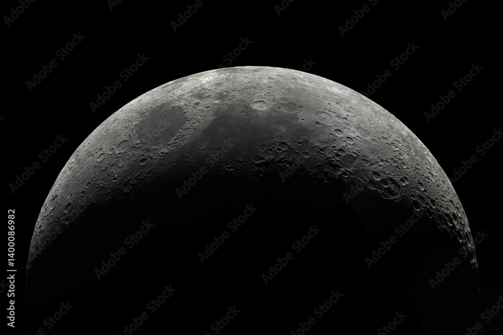 Canvas Prints crescent of a young moon with a large increase. moon, view through a telescope. the moon with crater