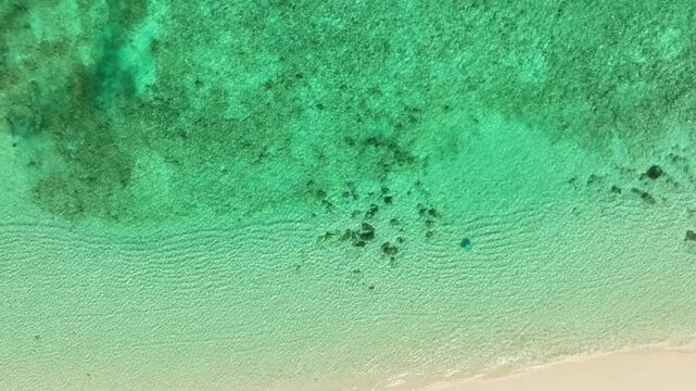 Nature of the beach and sea Summer with sunshine, sandy beaches, clear blue waters sparkling against the blue sky. On an island with good ecology and environment Background for summer vacation